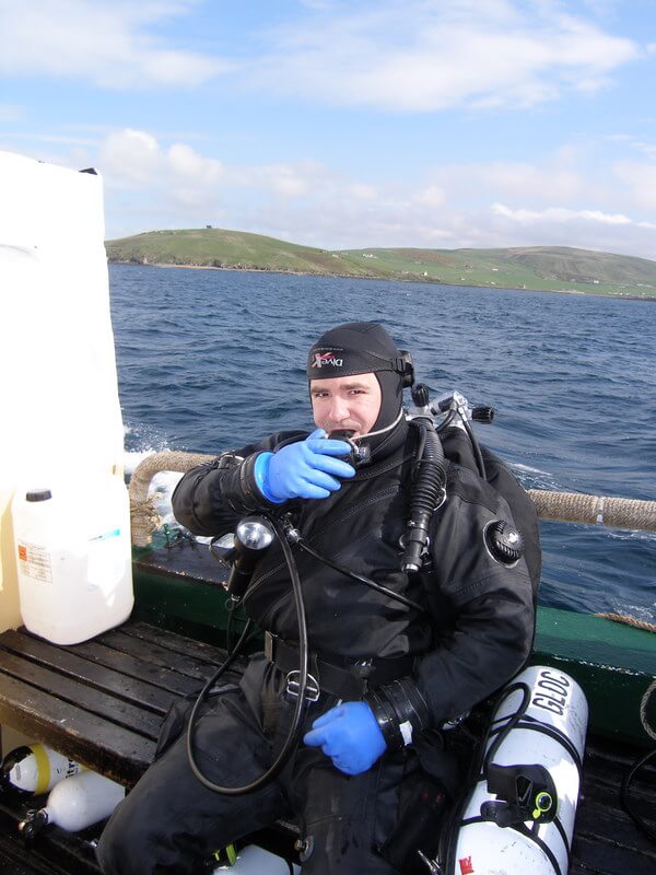 Gareth Lock about to dive Scapa Flow
